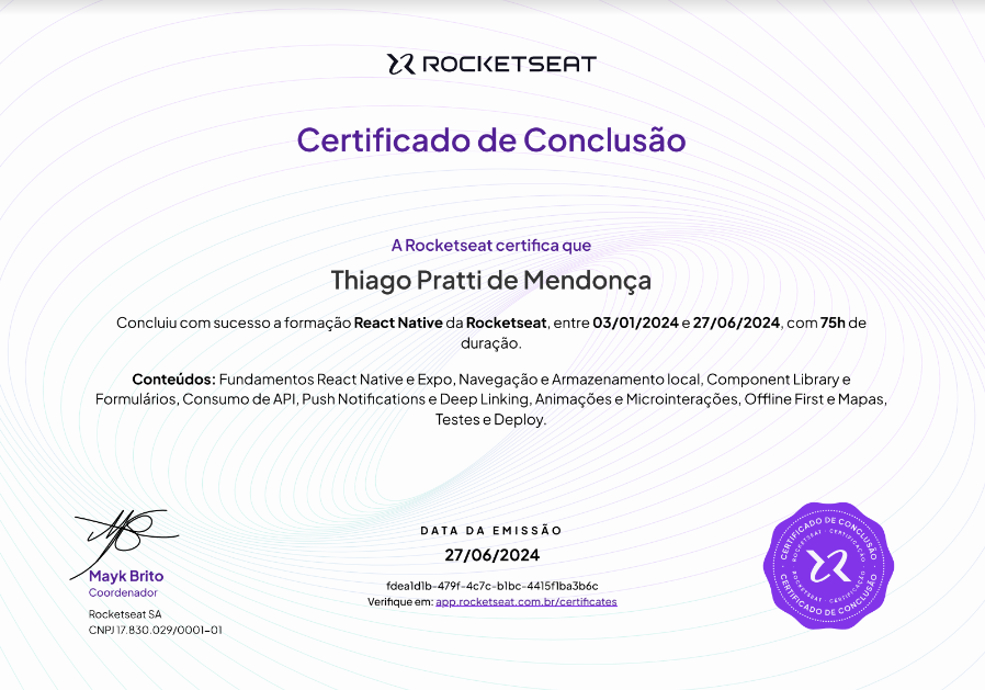 Certificado React Native