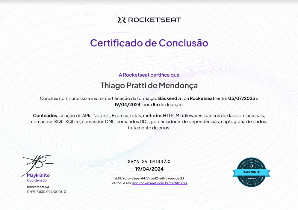 certificado back end